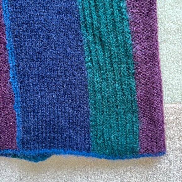 Vintage 1980s Mohair Blend Intarsia Hand-Knitted Oversized Sweater Size Small - Picture 9 of 9